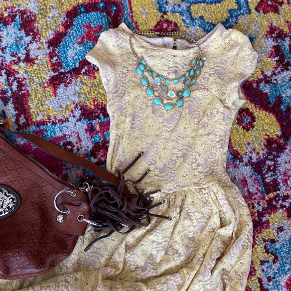 Boho yellow lace mini dress - Picture 8 of 8